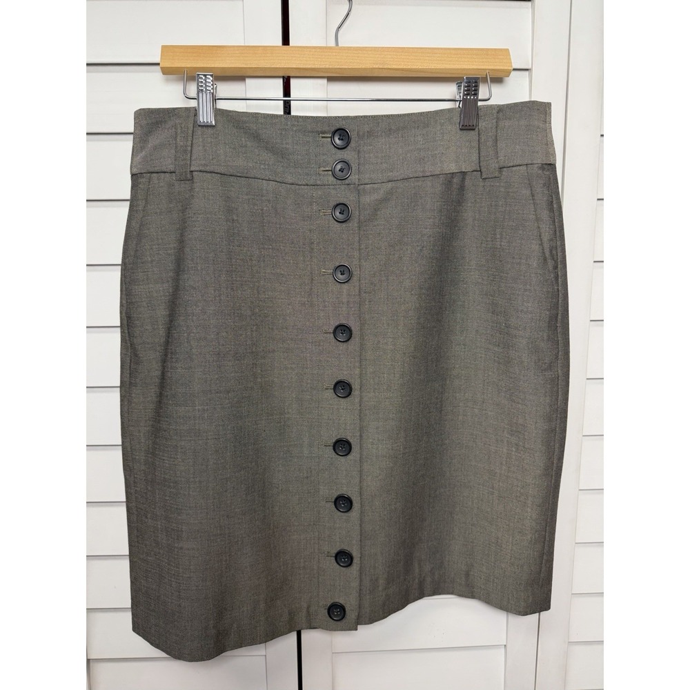 Banana Republic Wool Blend Button Front Knee Length Pencil Skirt Women's Size 12